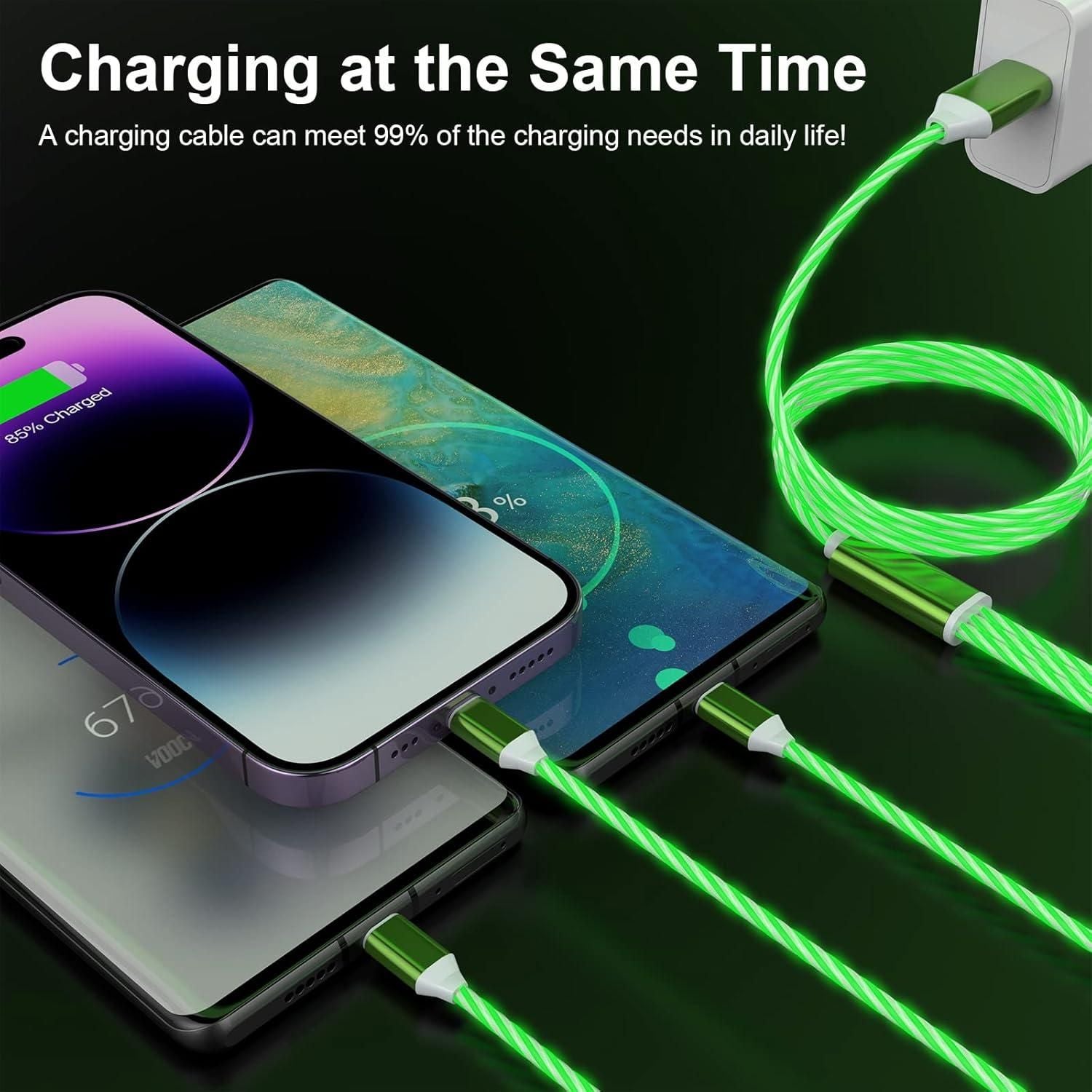 3-in-1 Multi USB Universal Flowing LED Light Up Phone Charge Cable