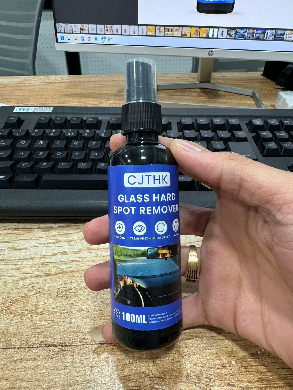 CJTHK Glass Hard Spot Remover 100ml for effective automotive glass cleaner usage