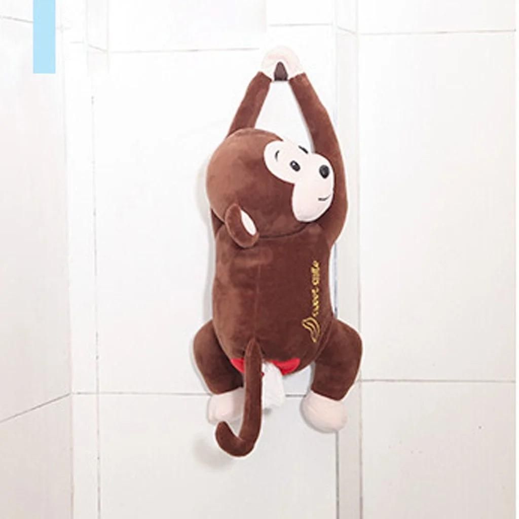 Cute car tissue holder designed as a plush monkey for fun and functional decoration